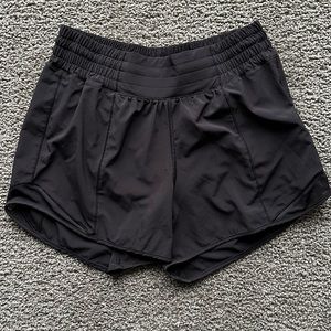 Lululemon Black hotty hot high rise 4” running shorts